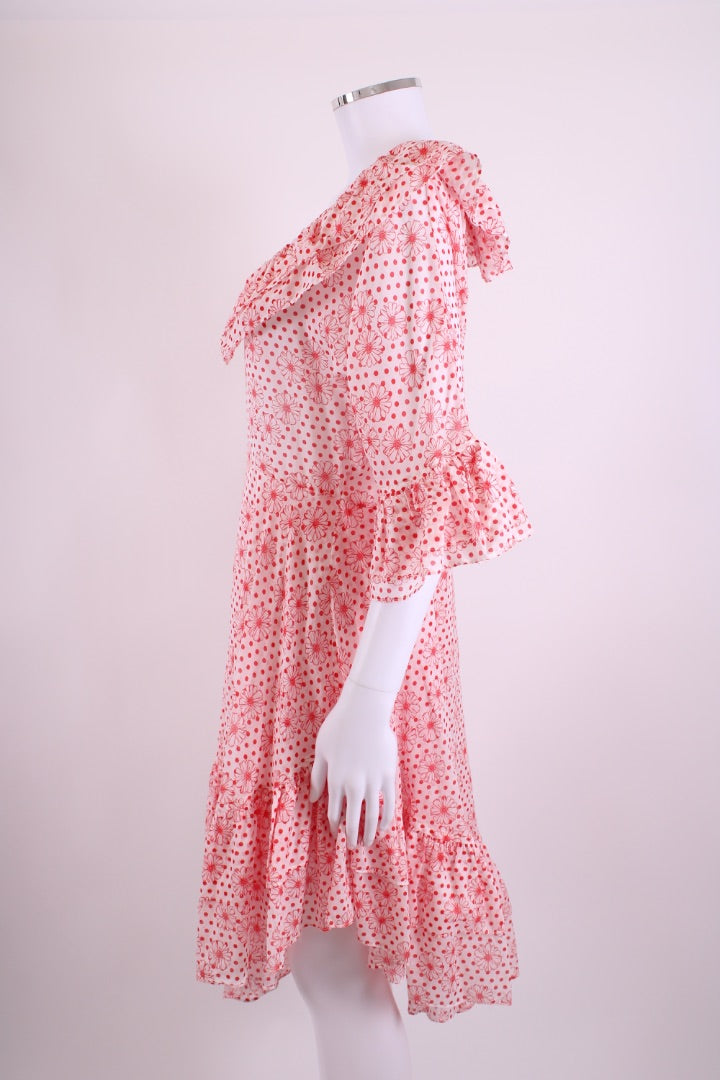 Lisa Marie Fernandez Floral Ruffle Dress White/ Red M