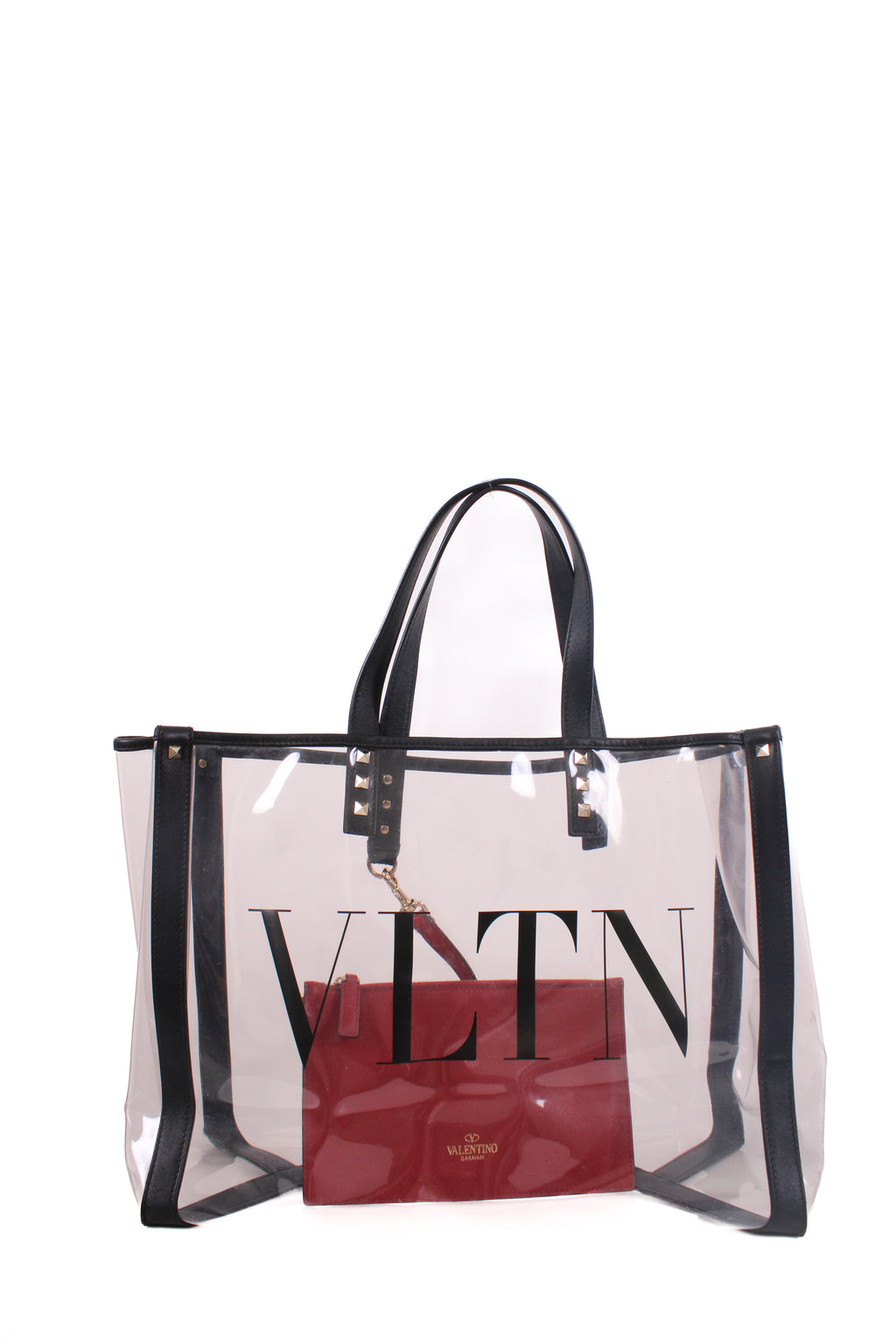 Valentino PVC Logo Tote & Pouch Clear/ Black