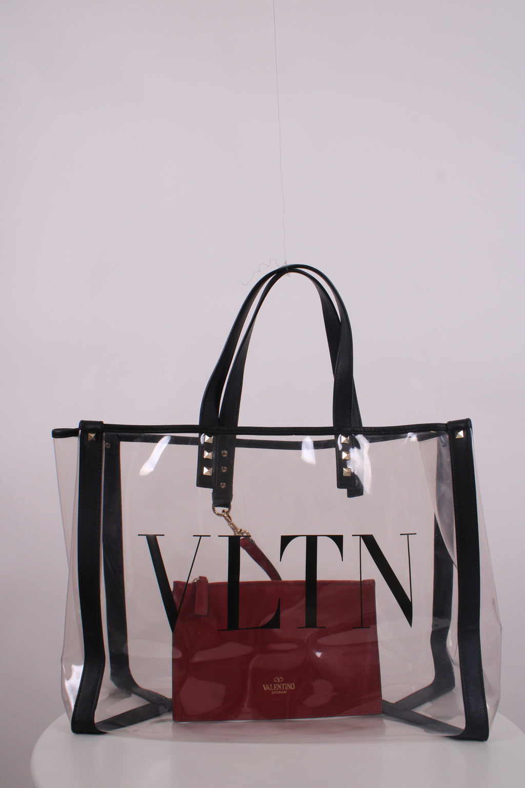 Valentino PVC Logo Tote & Pouch Clear/ Black