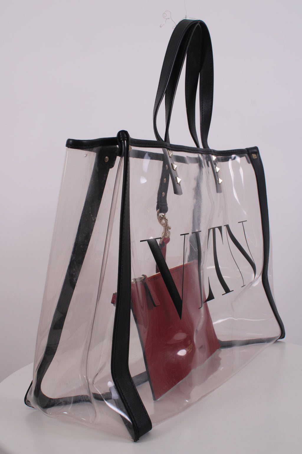 Valentino PVC Logo Tote & Pouch Clear/ Black