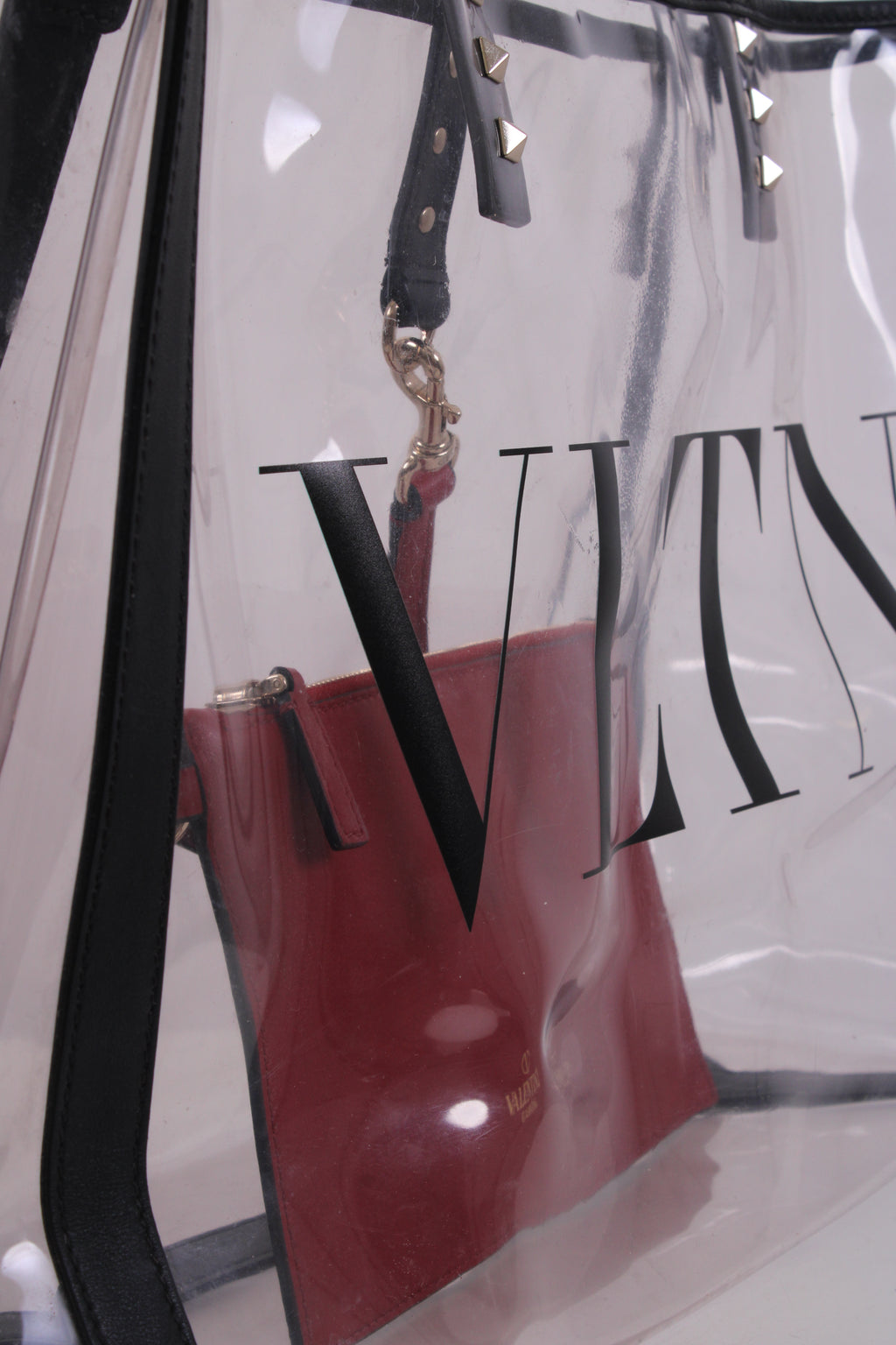 Valentino PVC Logo Tote & Pouch Clear/ Black