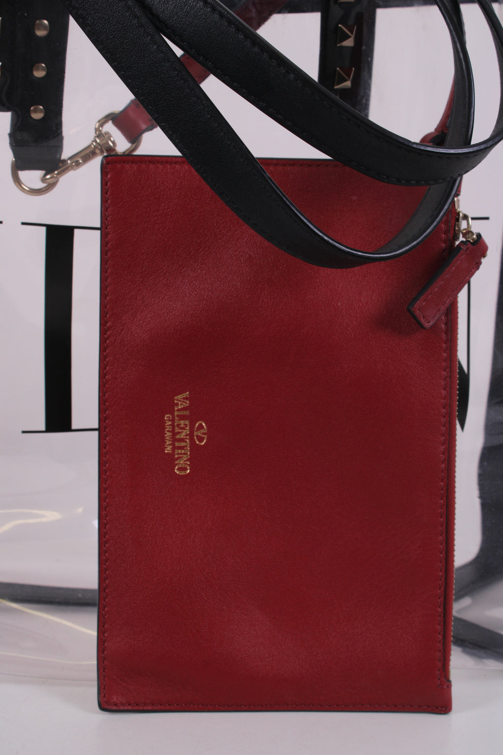 Valentino PVC Logo Tote & Pouch Clear/ Black