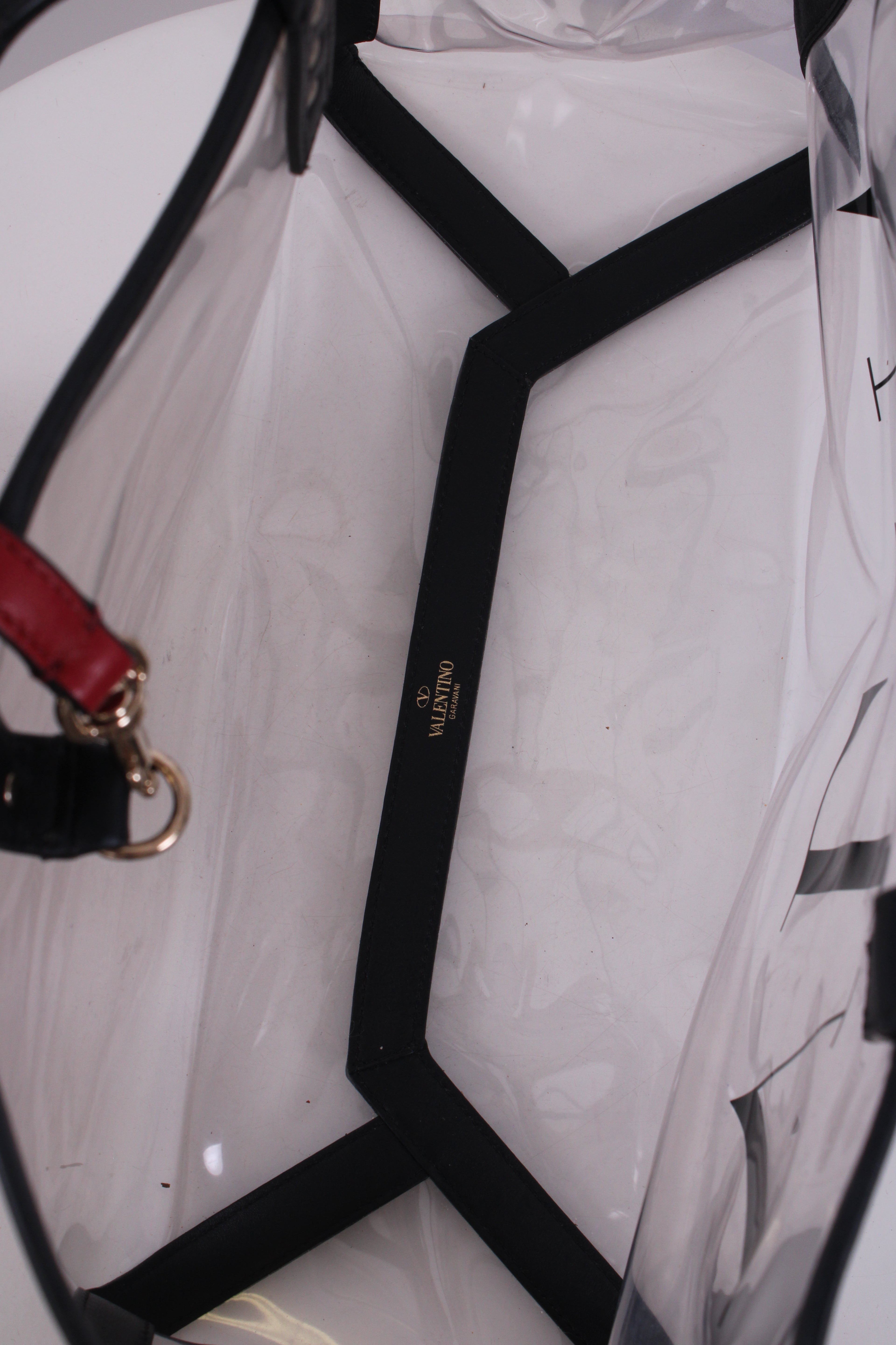 Valentino PVC Logo Tote & Pouch Clear/ Black