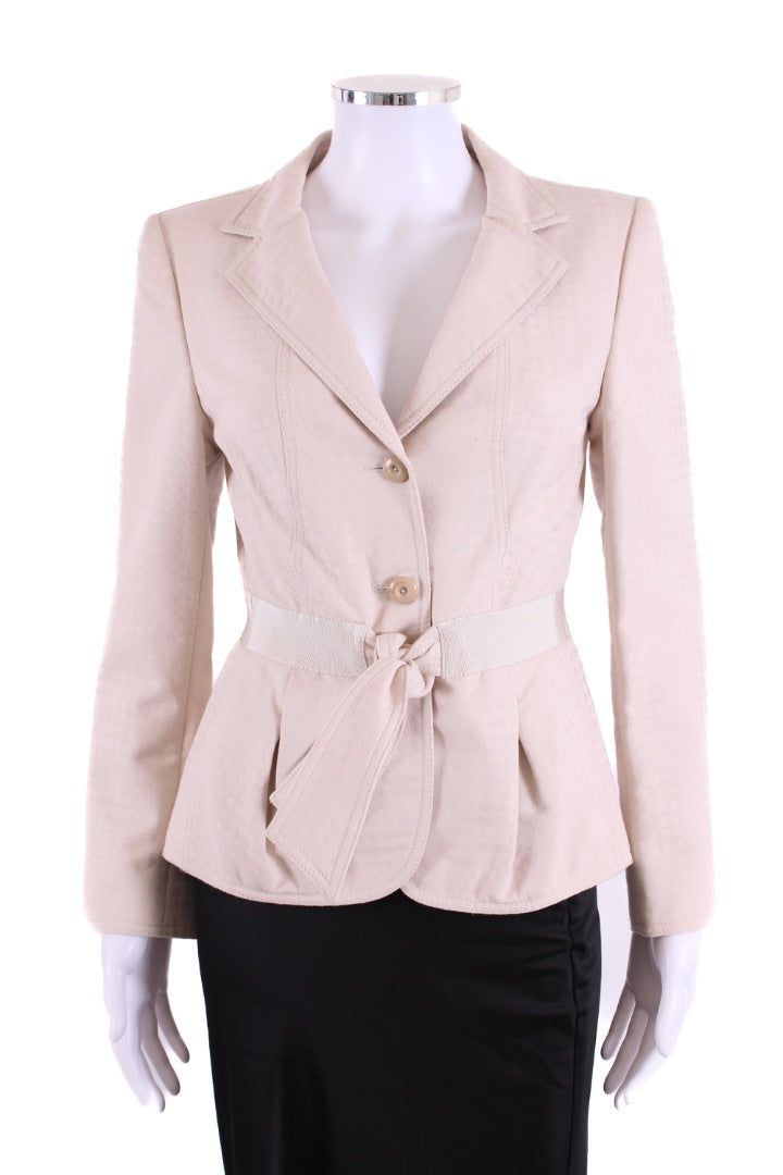 Salvatore Ferragamo Tie Belted Jacket Cream 12