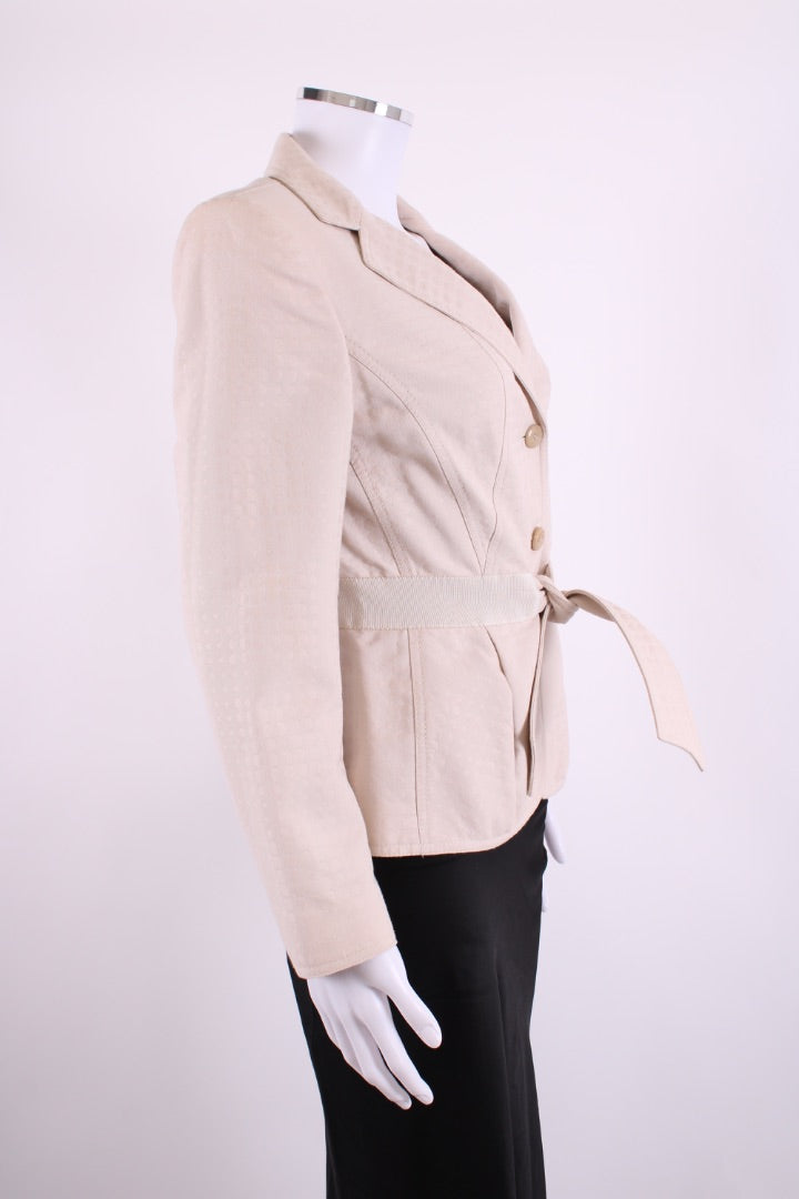 Salvatore Ferragamo Tie Belted Jacket Cream 12