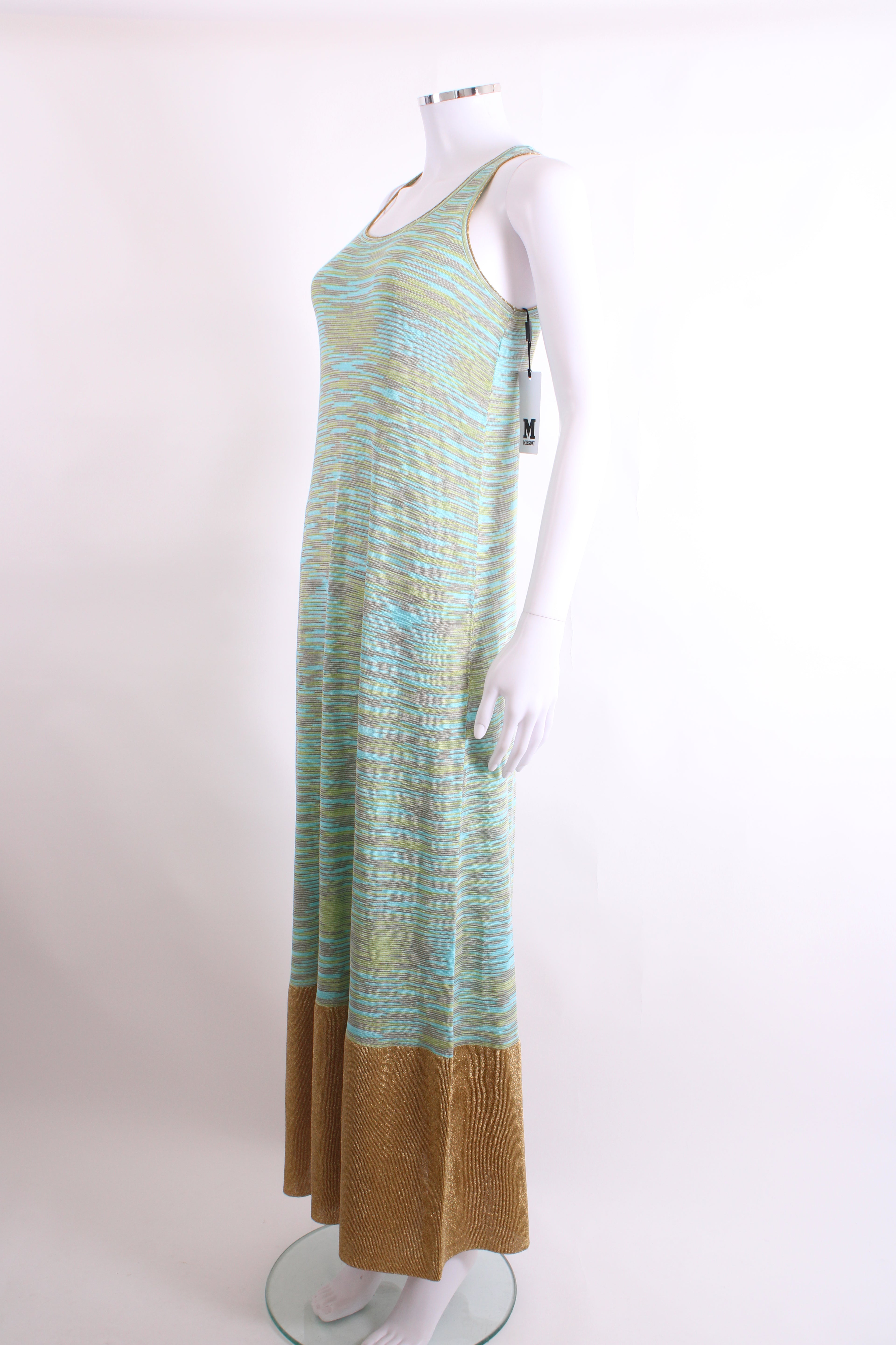 M Missoni S/S Stripe Knit Dress Blue/ Beige 8