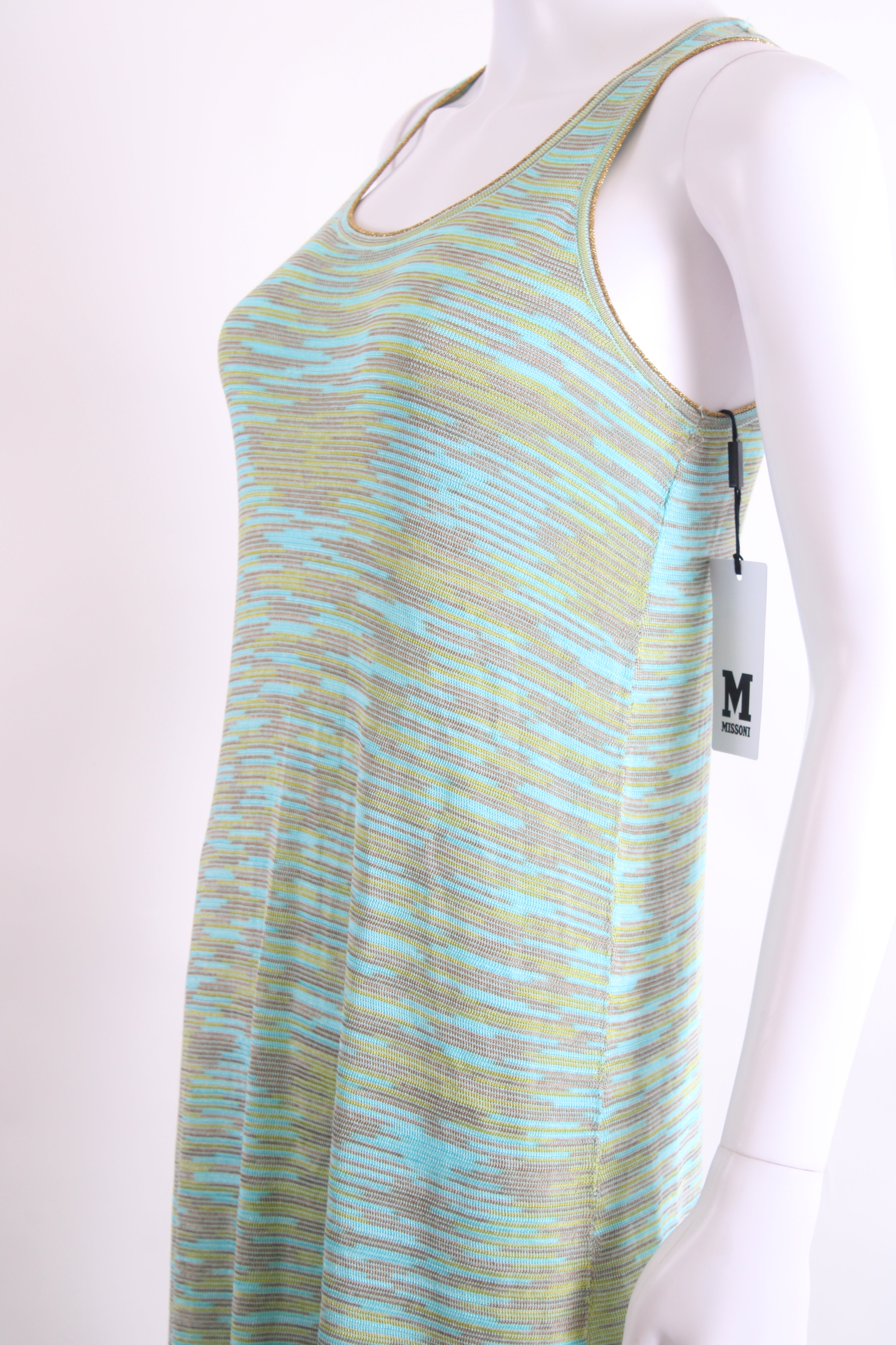 M Missoni S/S Stripe Knit Dress Blue/ Beige 8