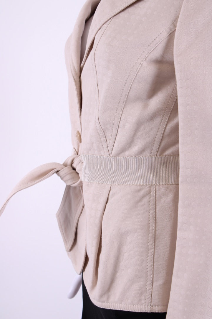 Salvatore Ferragamo Tie Belted Jacket Cream 12