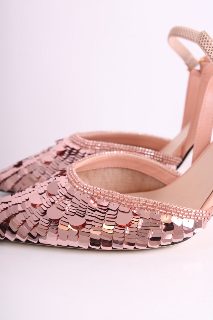 Fendi Sequin Slingback Heels Pink 39