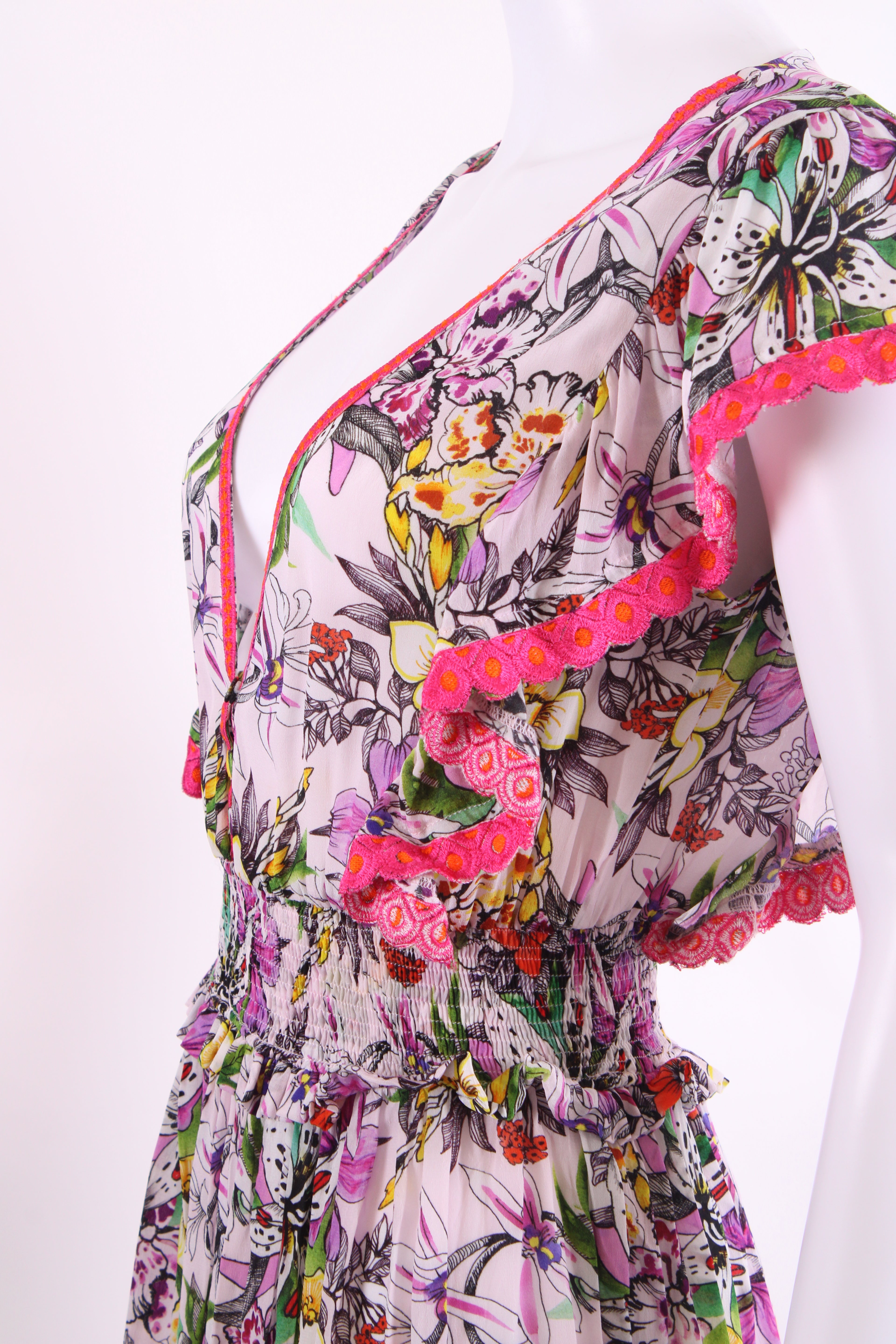 TAJ Floral Mini Dress White 0