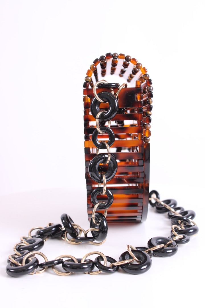 Cult Gaia Arc Acrylic Crossbody Tortoiseshell