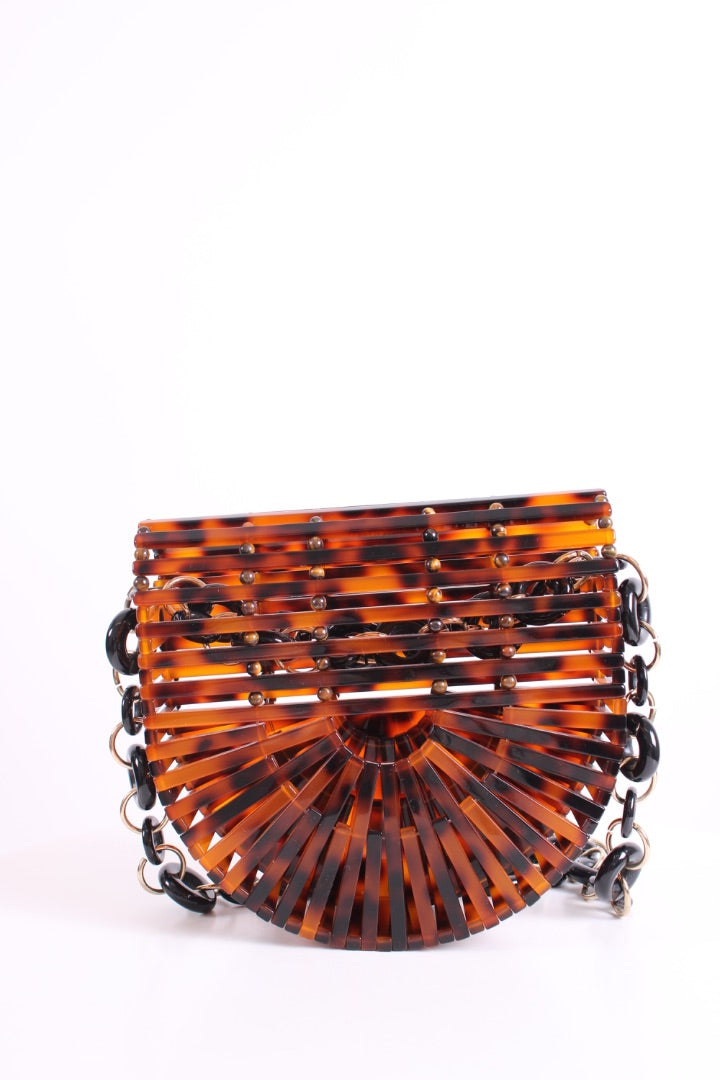 Cult Gaia Arc Acrylic Crossbody Tortoiseshell