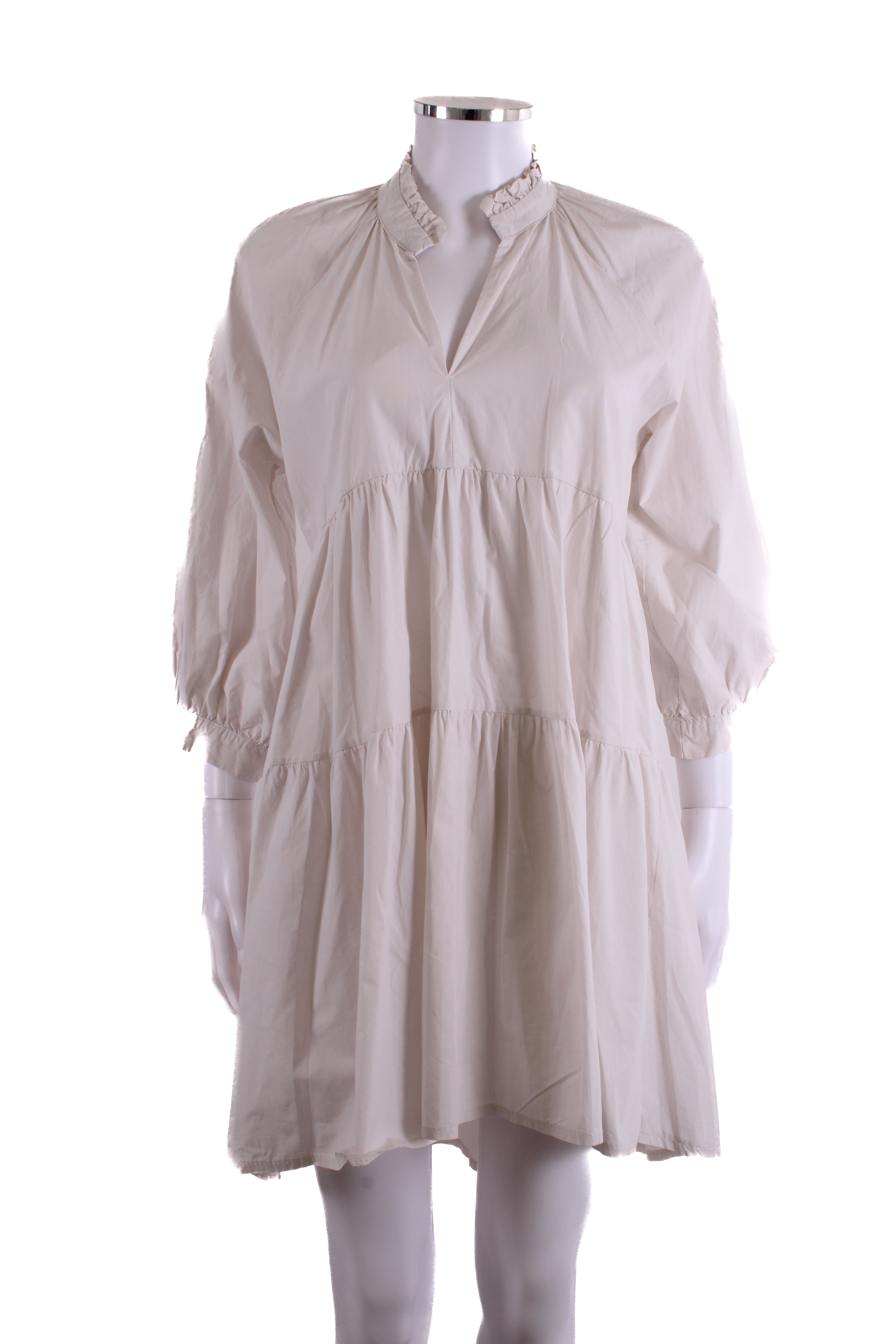 SENES ruffle cotton long sleeve dress White S