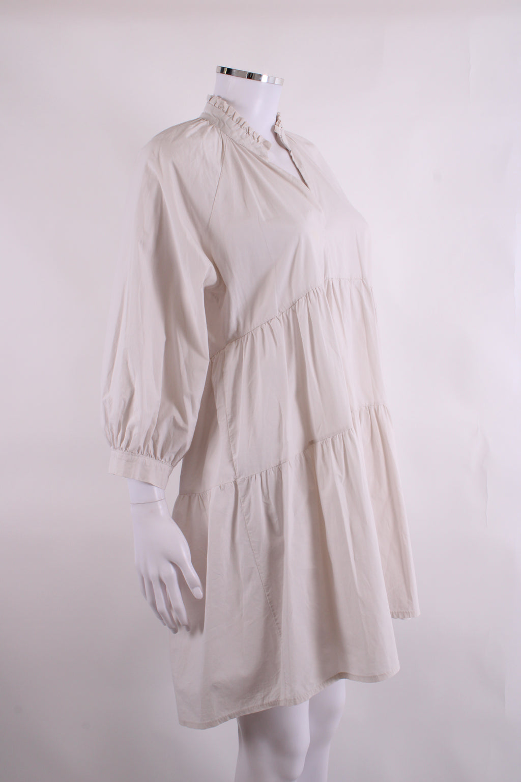 SENES ruffle cotton long sleeve dress White S