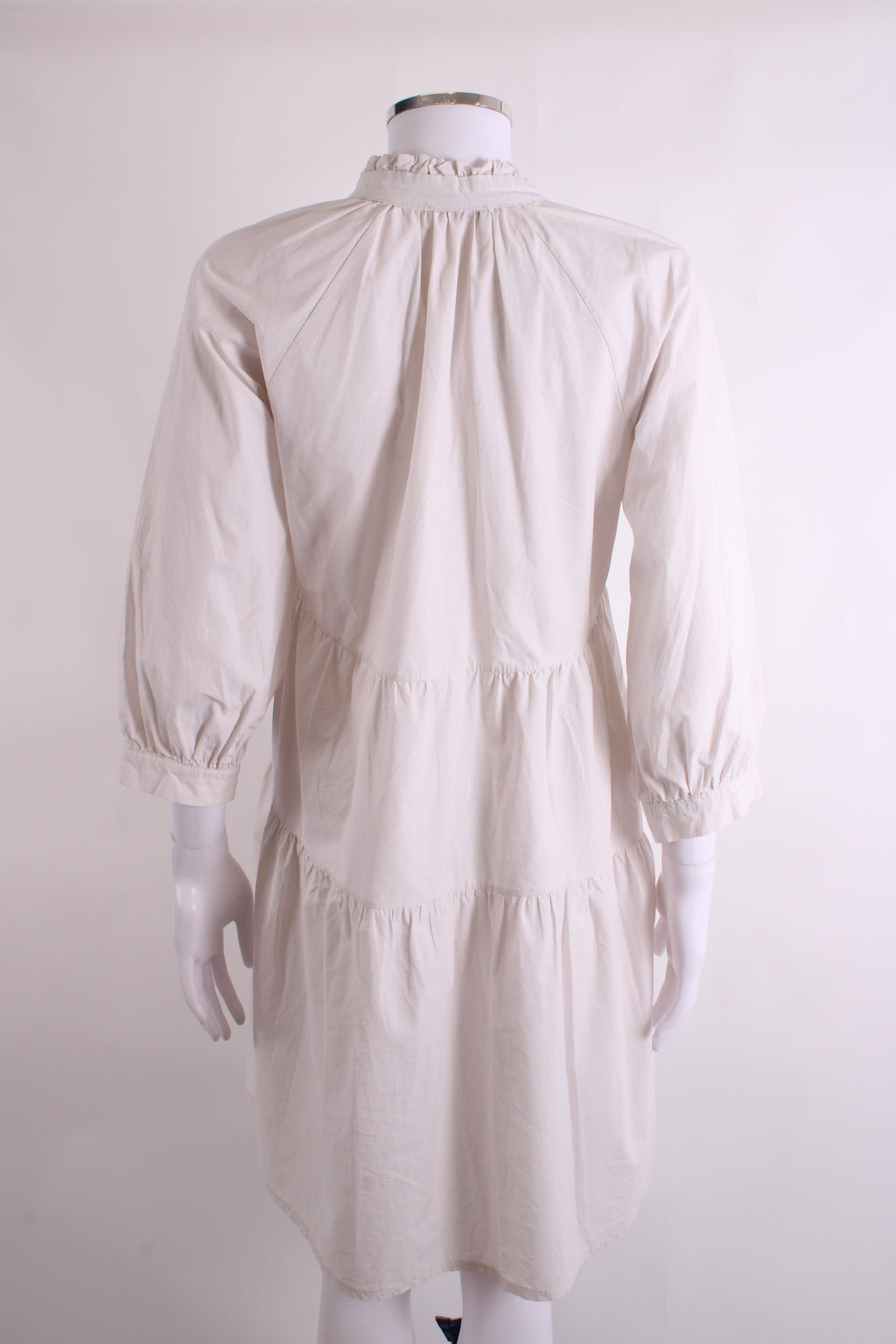 SENES ruffle cotton long sleeve dress White S