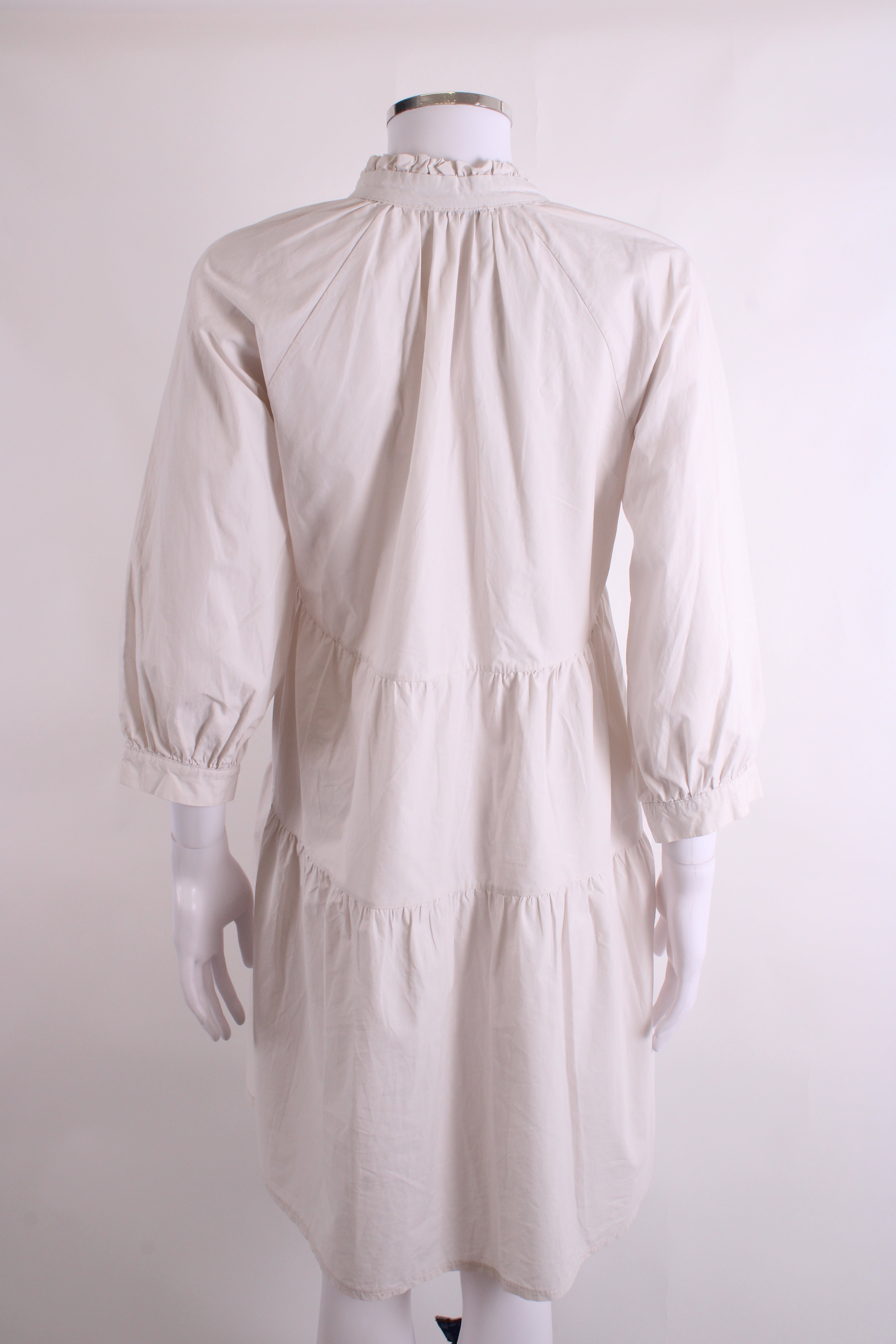 SENES ruffle cotton long sleeve dress White S