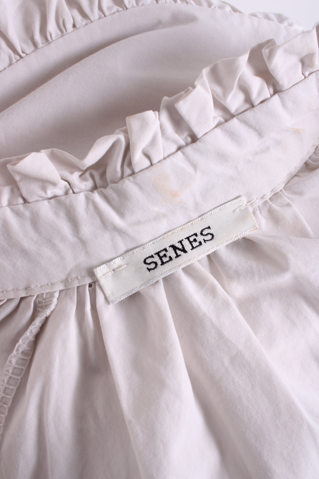 SENES ruffle cotton long sleeve dress White S