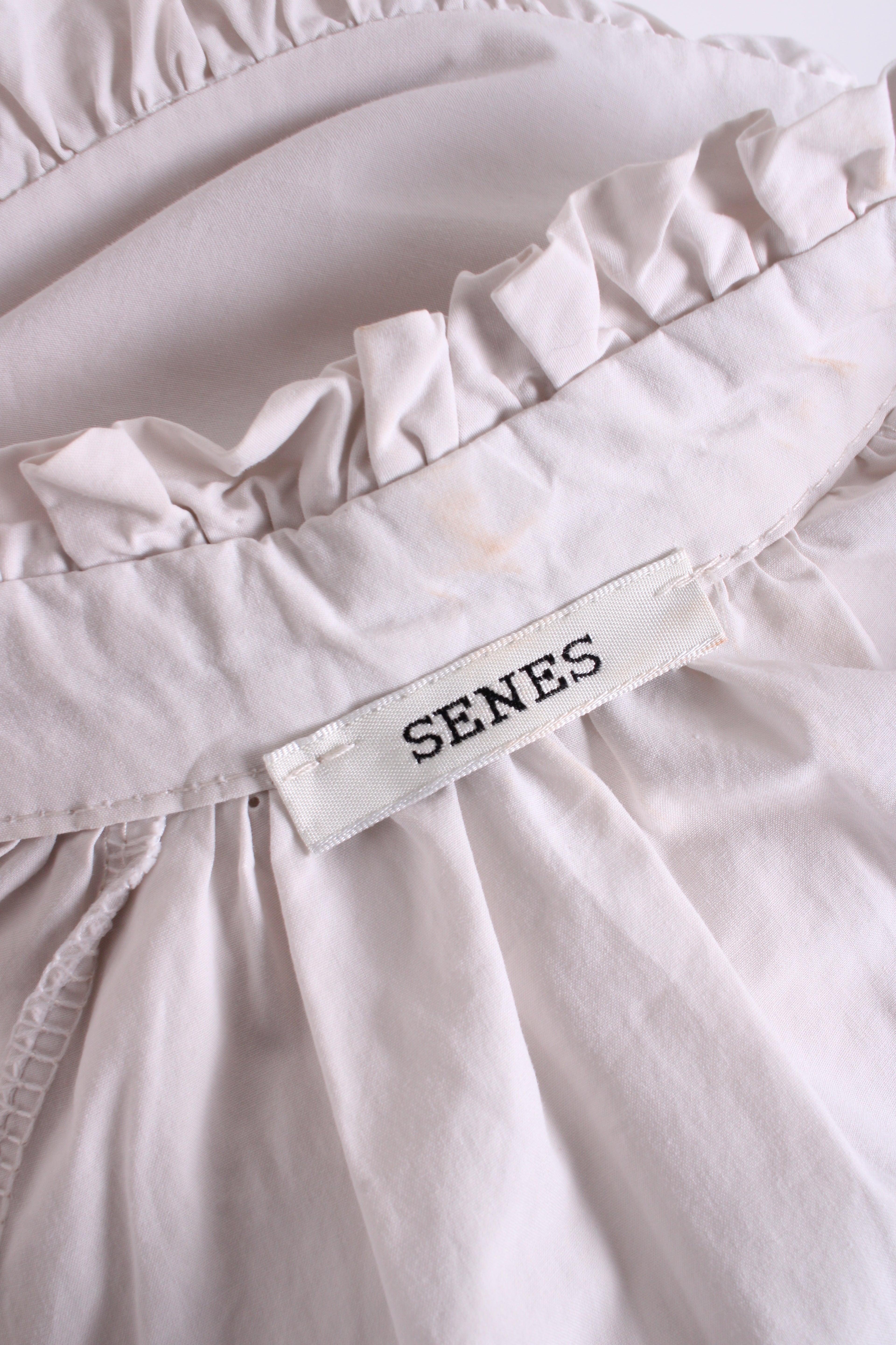 SENES ruffle cotton long sleeve dress White S
