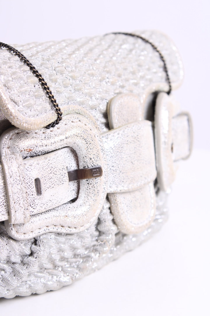 Fendi Mini B Bis Evening Bag Silver