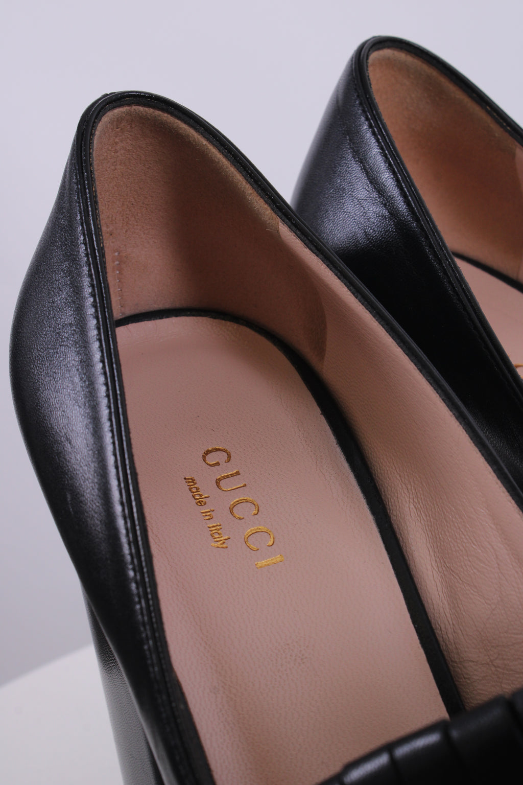Gucci GG Marmont Fringe Platform Heels Black 37