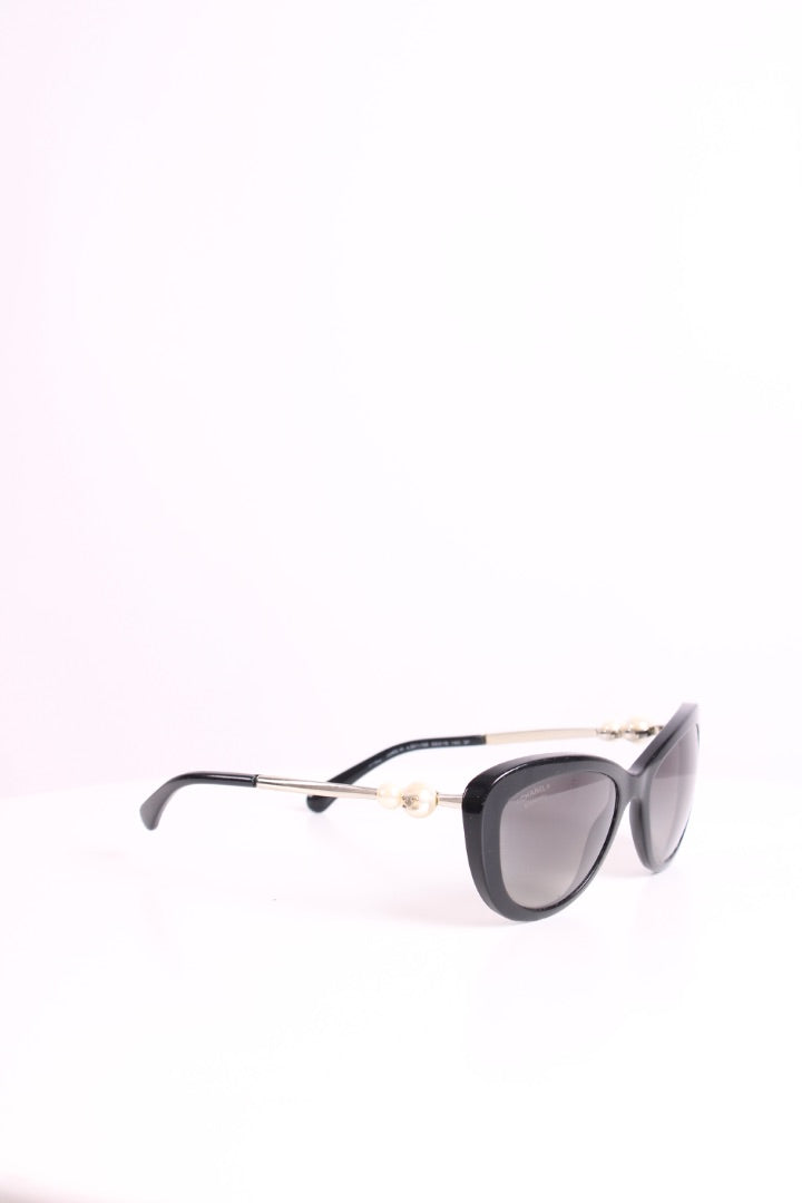 Chanel Faux Pearl Cat Eye Sunglasses Black