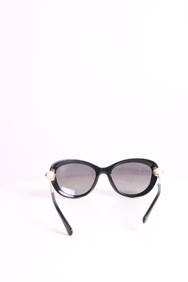 Chanel Faux Pearl Cat Eye Sunglasses Black