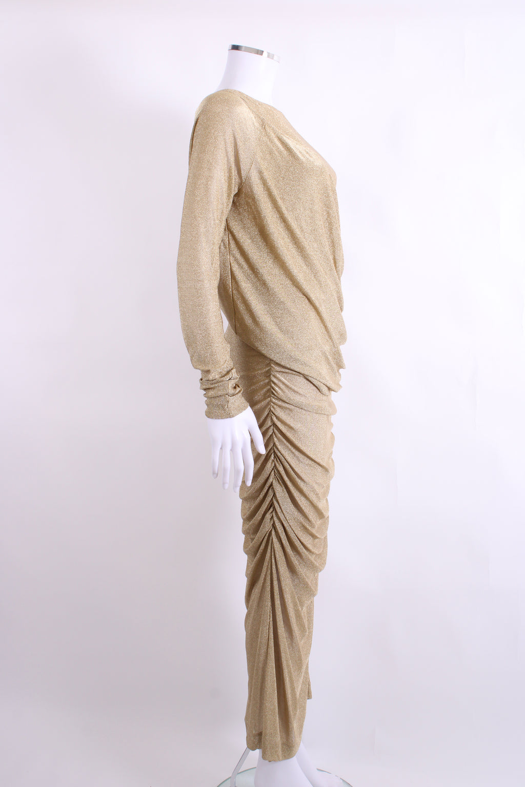 Dolce & Gabanna Lurex Mesh Calf Length Dress Gold 44