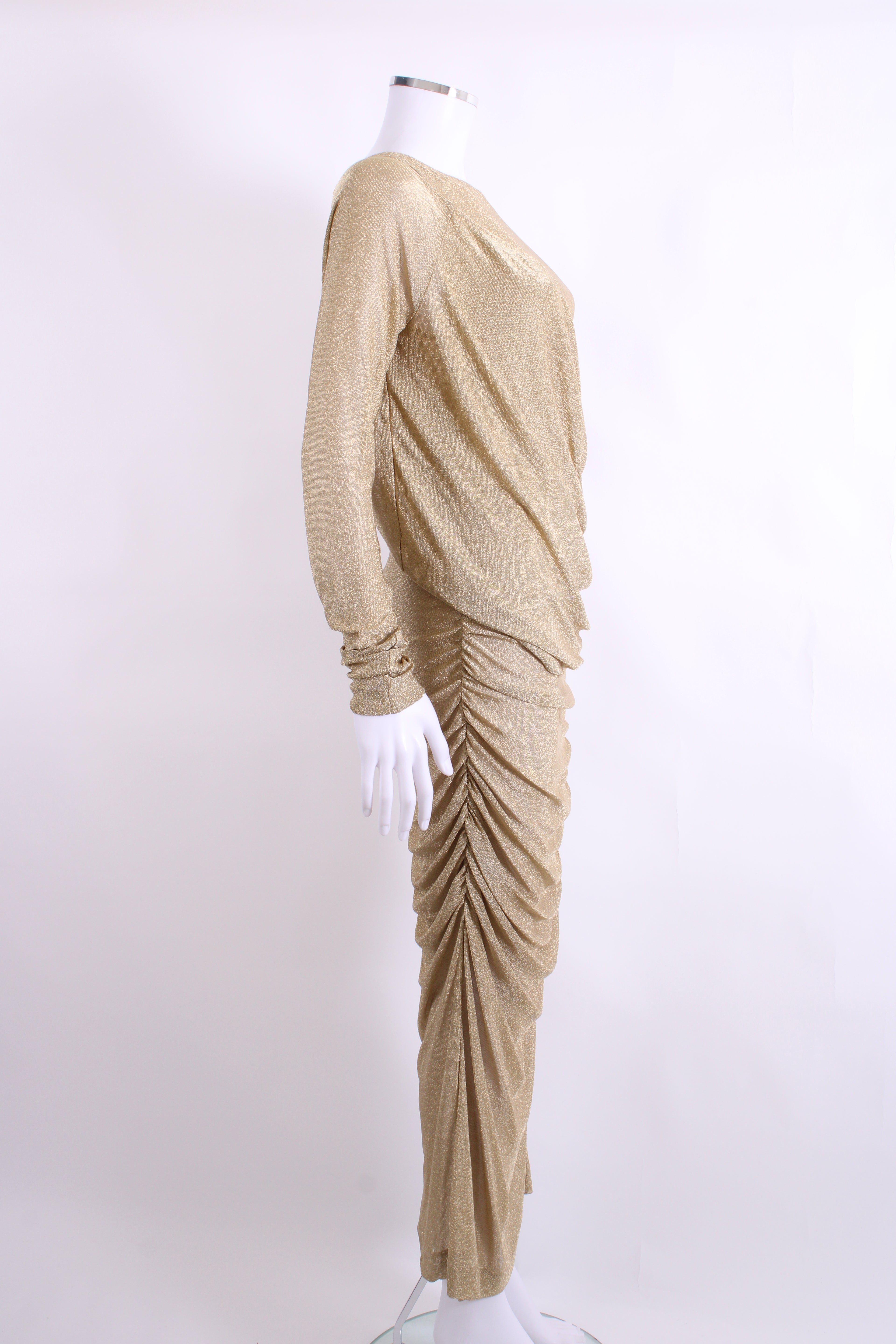 Dolce & Gabanna Lurex Mesh Calf Length Dress Gold 44