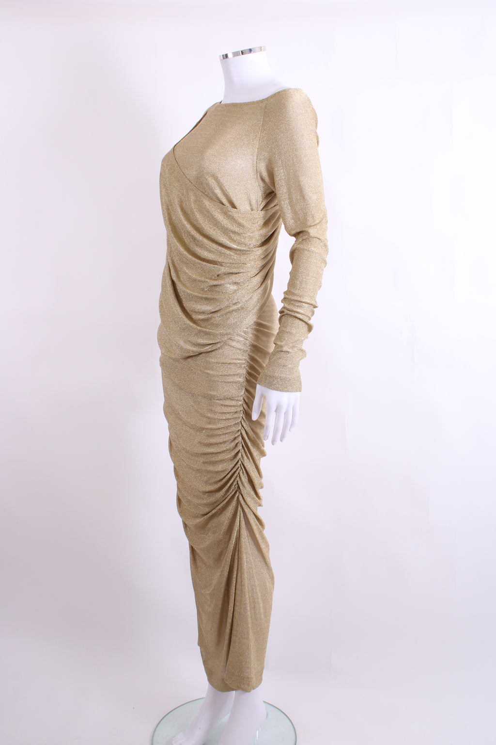 Dolce & Gabanna Lurex Mesh Calf Length Dress Gold 44