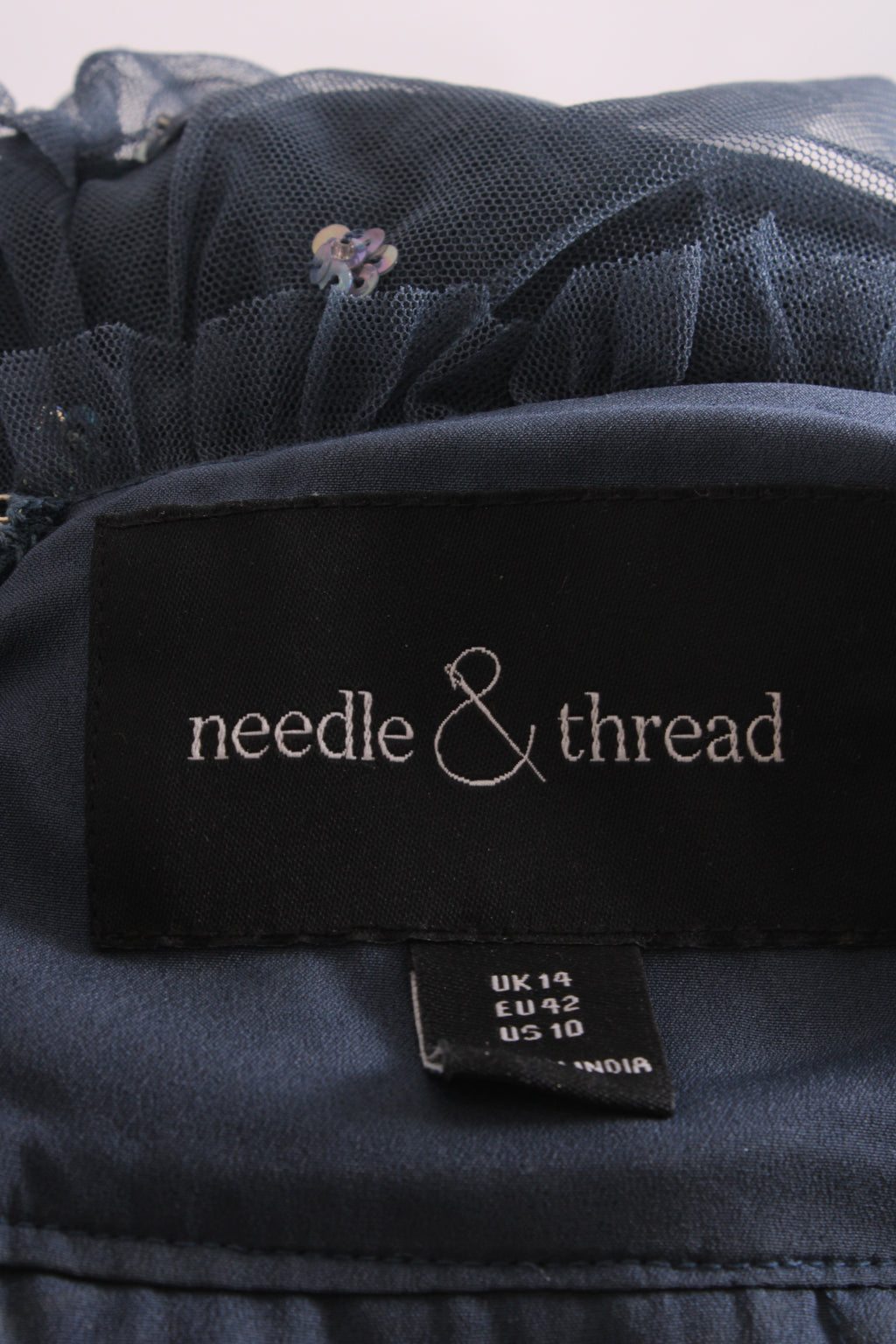 Needle & Thread S/S Ruffle Sequin Dress Grey 14