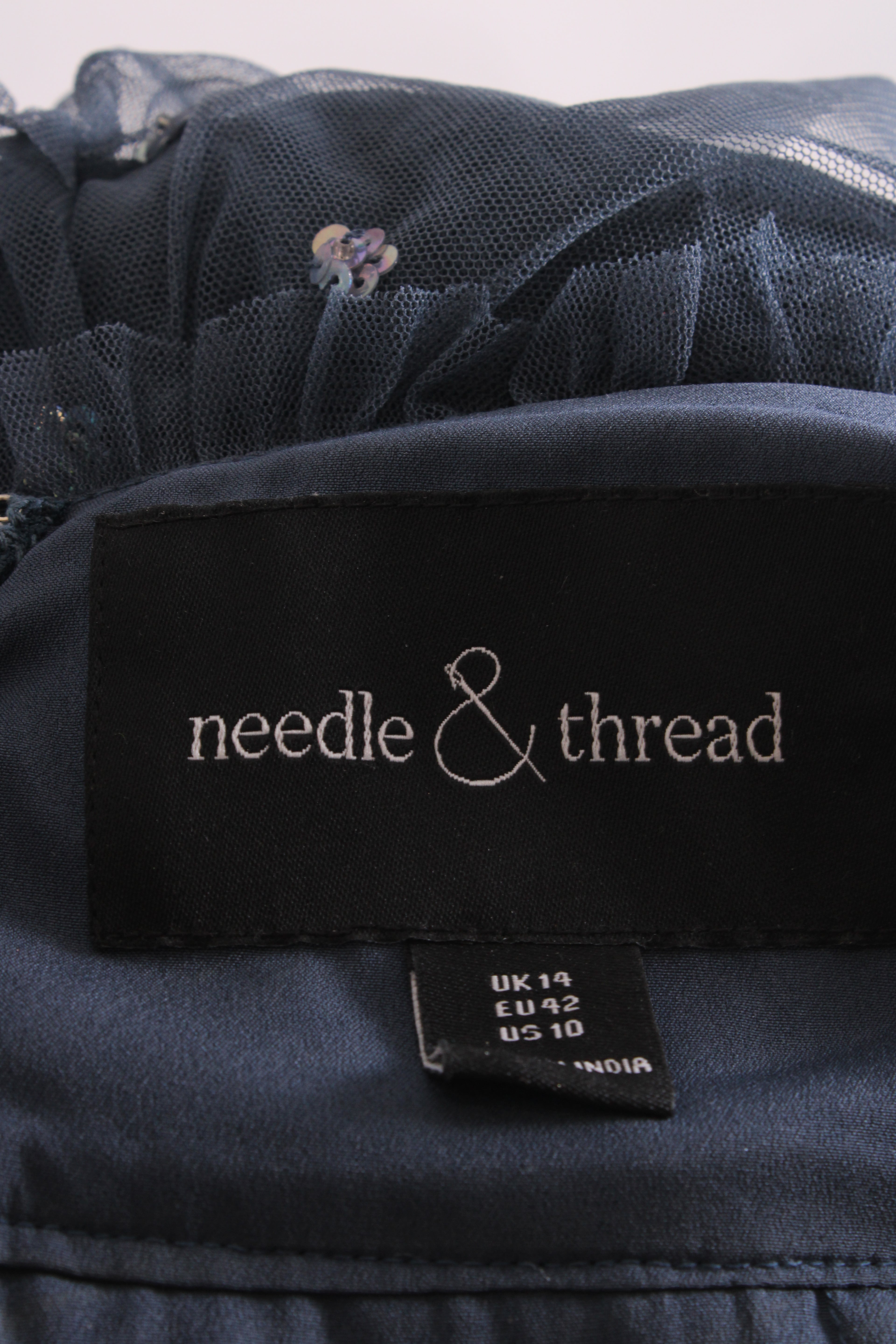 Needle & Thread S/S Ruffle Sequin Dress Grey 14