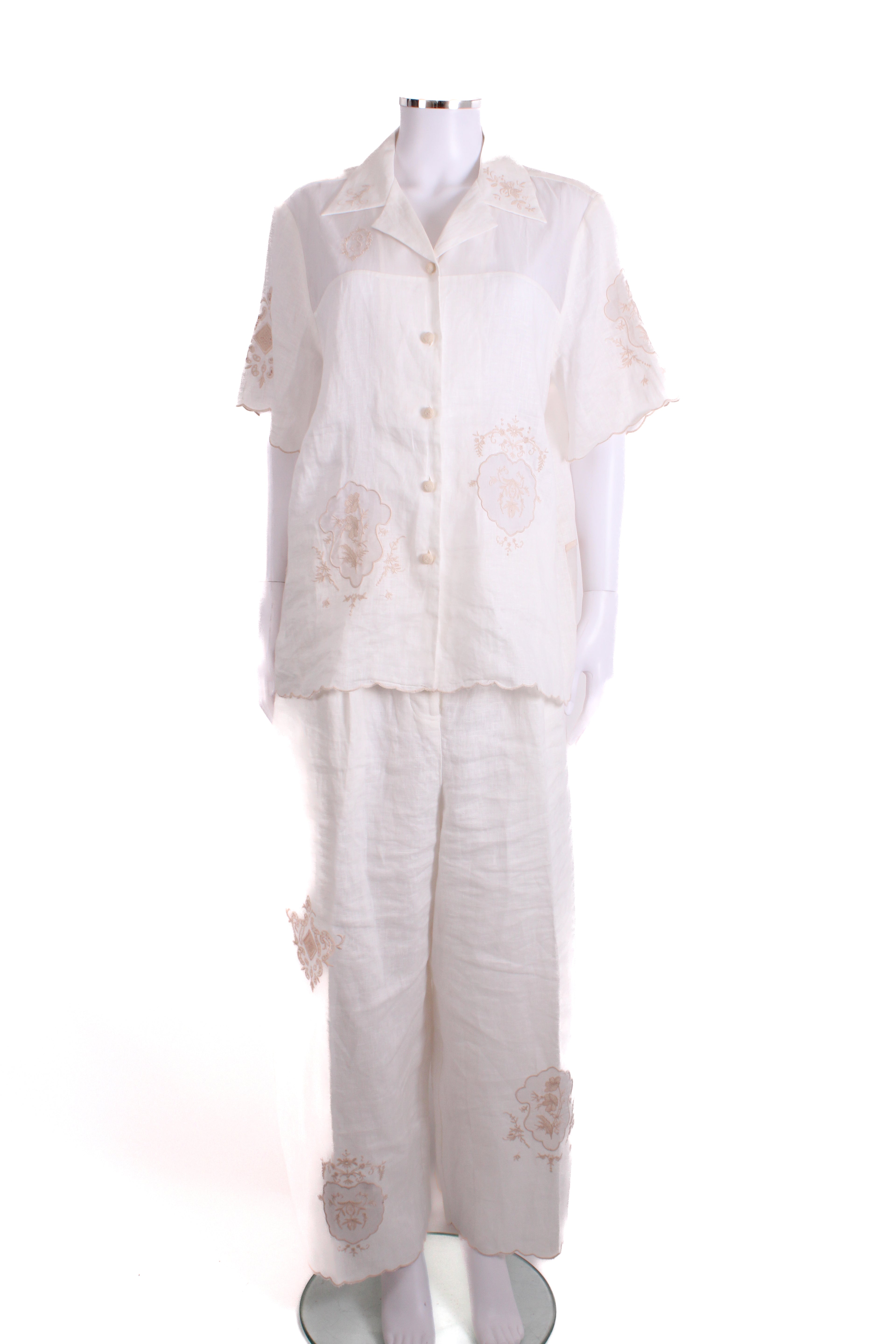 Alemais S/S Shirt/ Trouser Co-ord White/ Beige 12