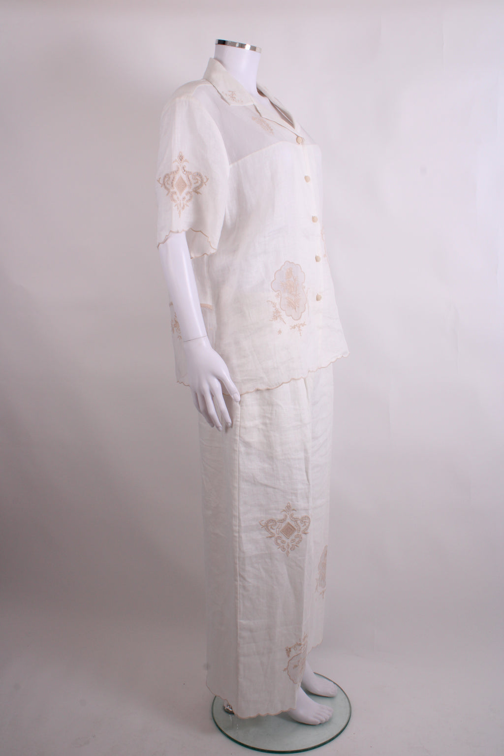 Alemais S/S Shirt/ Trouser Co-ord White/ Beige 12