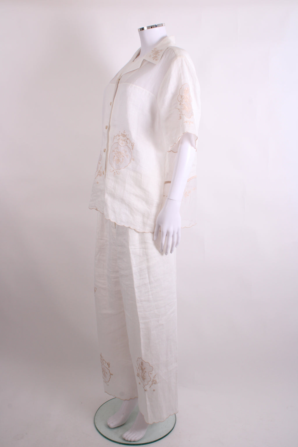 Alemais S/S Shirt/ Trouser Co-ord White/ Beige 12