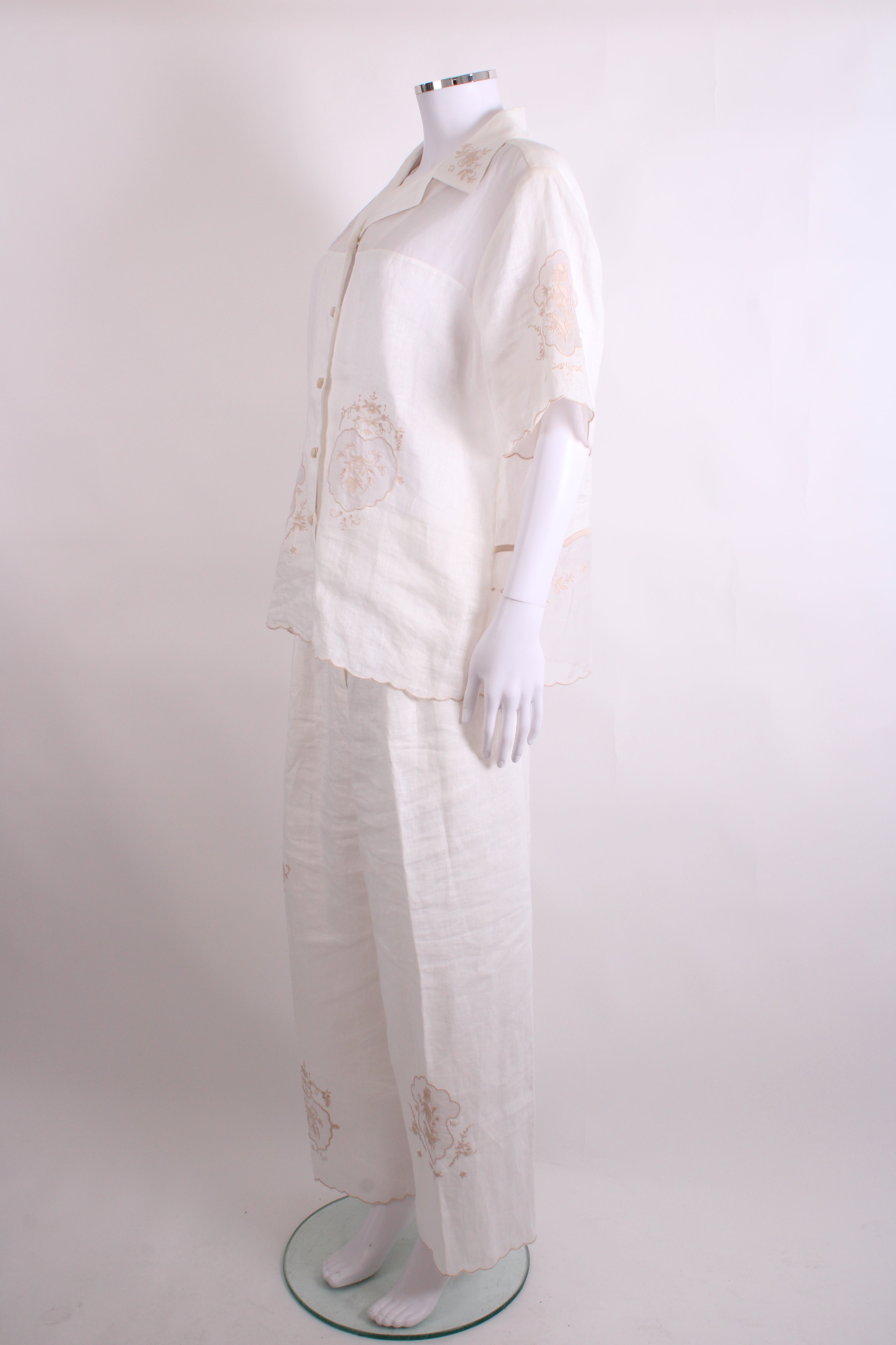 Alemais S/S Shirt/ Trouser Co-ord White/ Beige 12