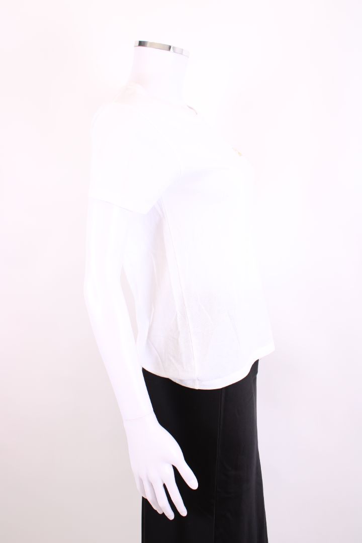 Celine Embroidered Logo T-shirt White/ Gold XS