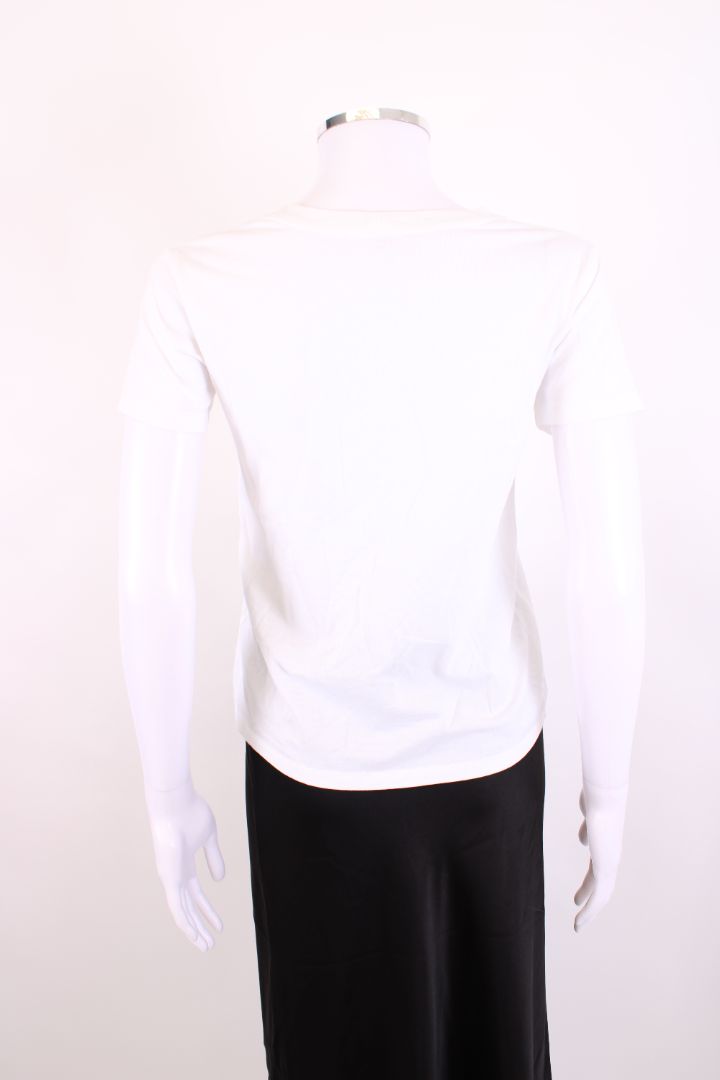 Celine Embroidered Logo T-shirt White/ Gold XS