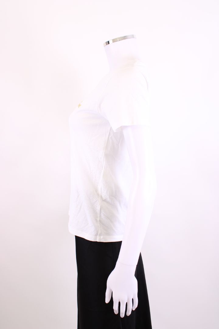 Celine Embroidered Logo T-shirt White/ Gold XS