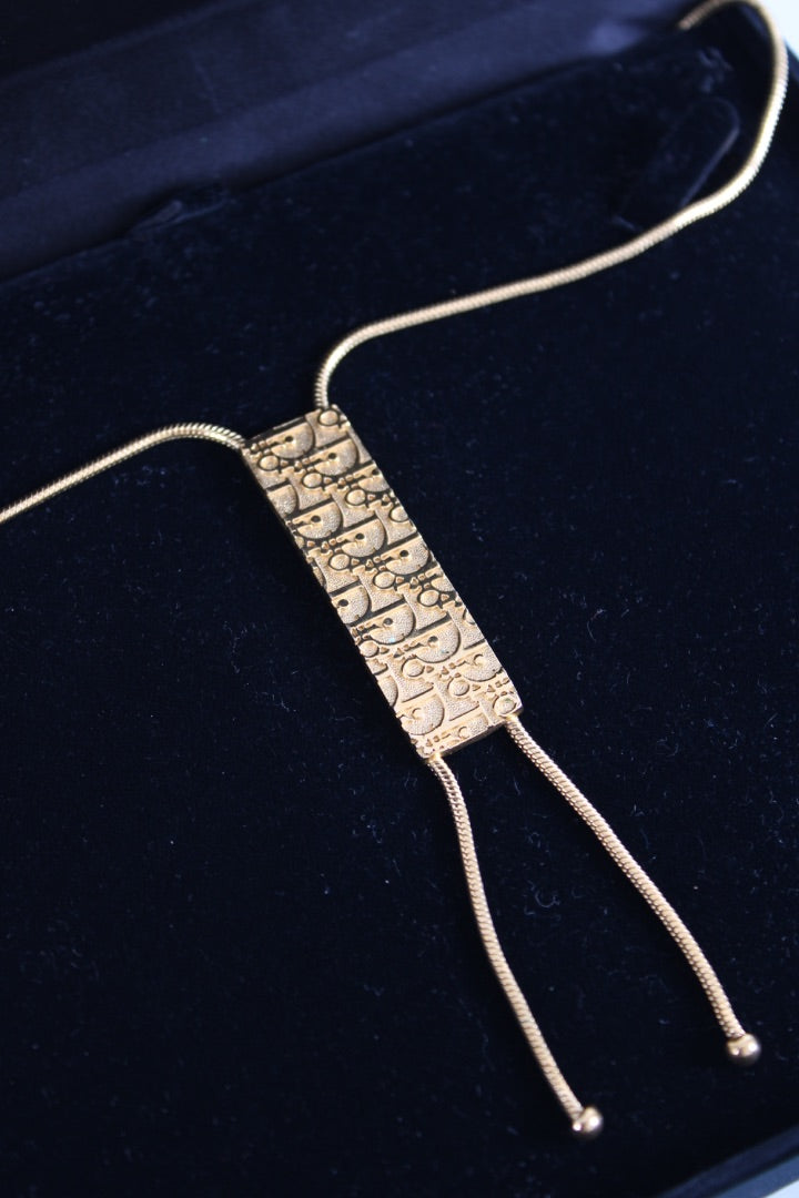 Dior Monogram Trotter Necklace Gold Colour