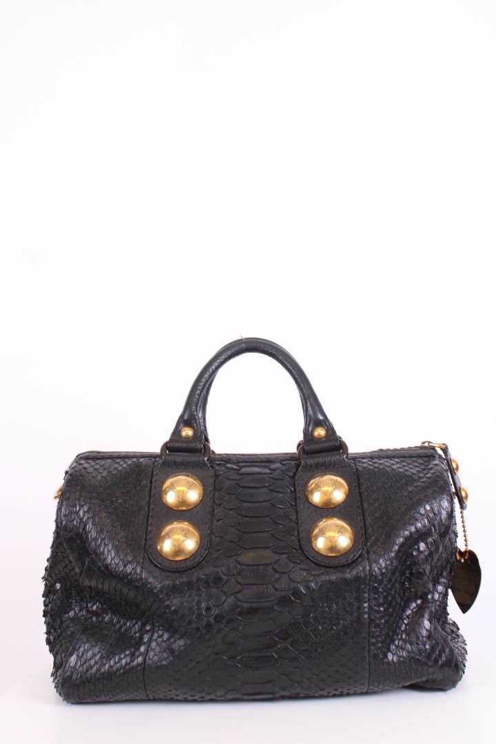 Gucci Hysteria Python Bowling Bag Black