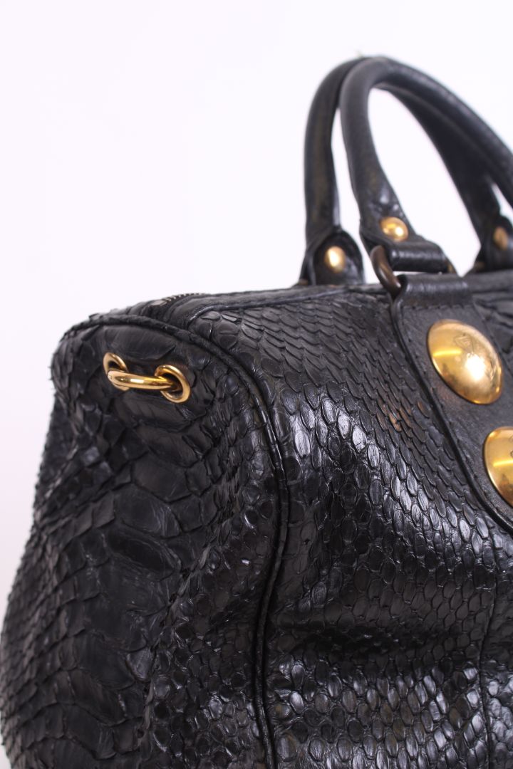 Gucci Hysteria Python Bowling Bag Black