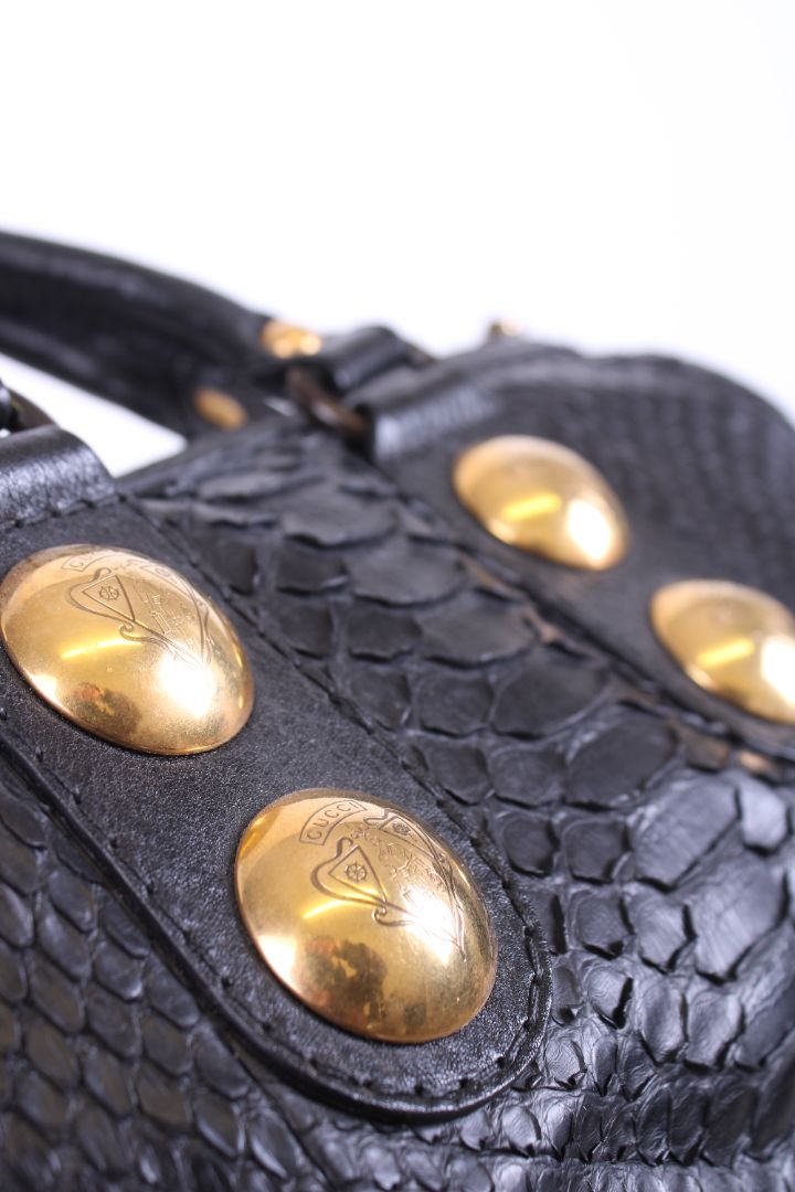 Gucci Hysteria Python Bowling Bag Black