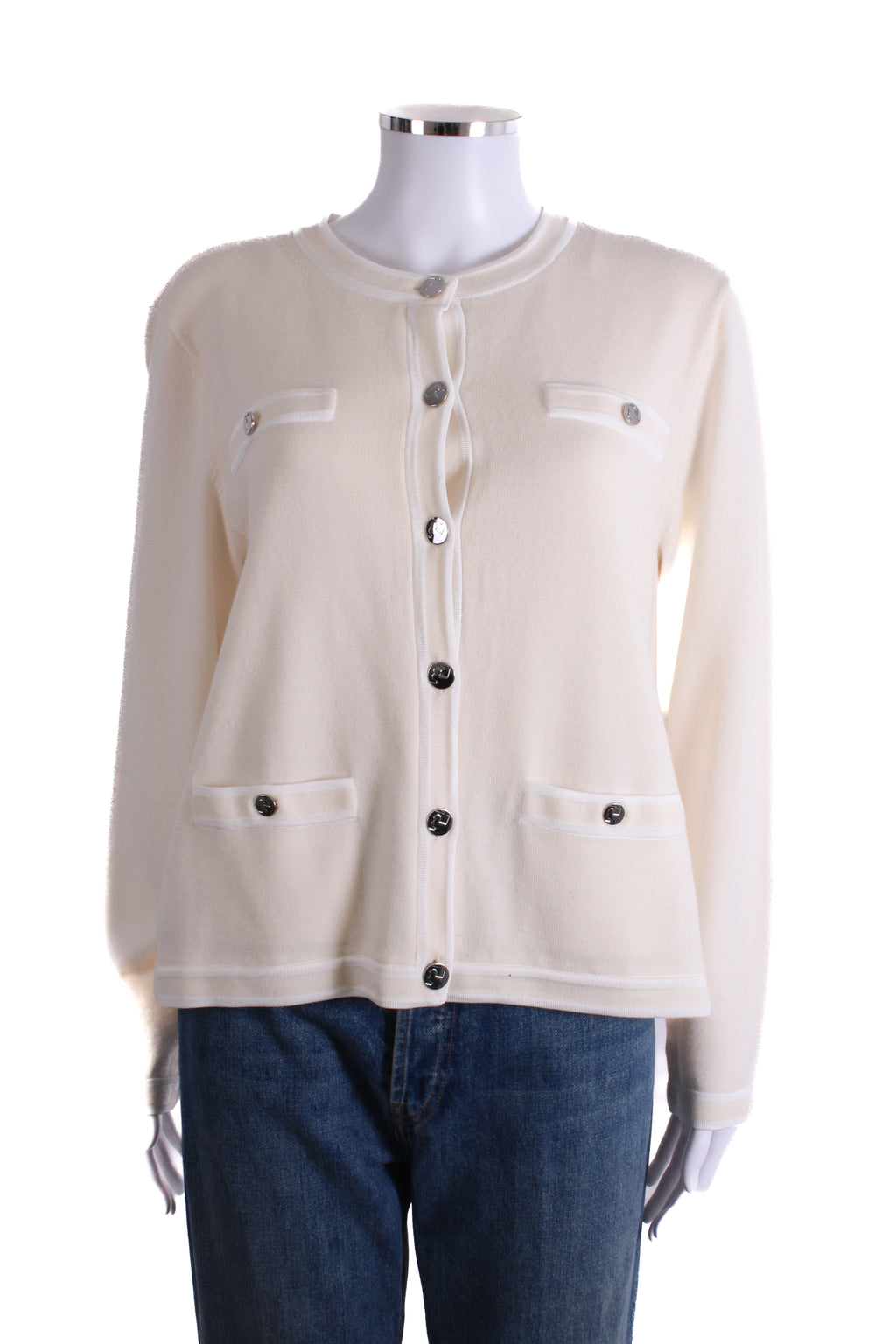 Tory Burch L/S Cardigan Cream/ White XL