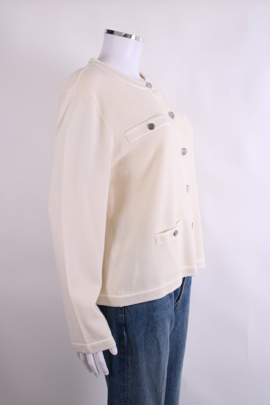 Tory Burch L/S Cardigan Cream/ White XL