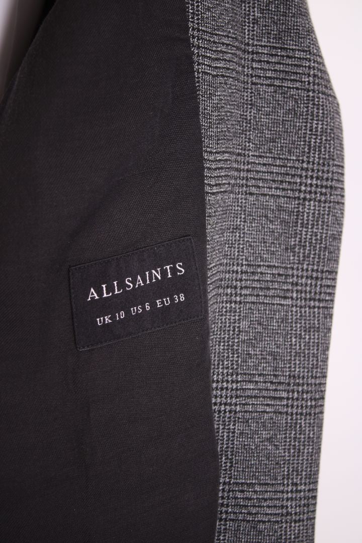 All Saints Long Check Coat/ Trouser Co-Ord Grey/ Black 10