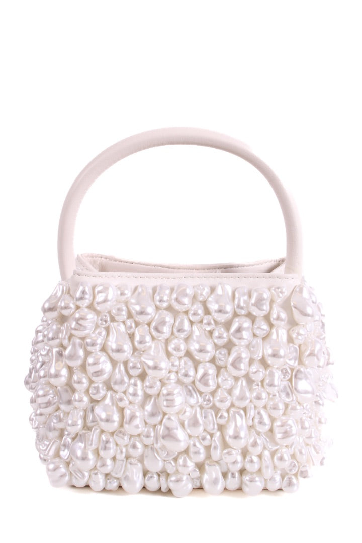 Cult Gaia Solene Faux Pearl Bag White