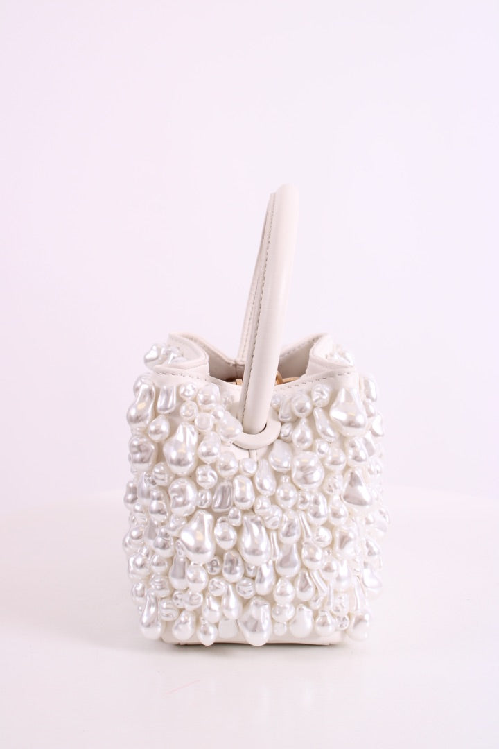 Cult Gaia Solene Faux Pearl Bag White
