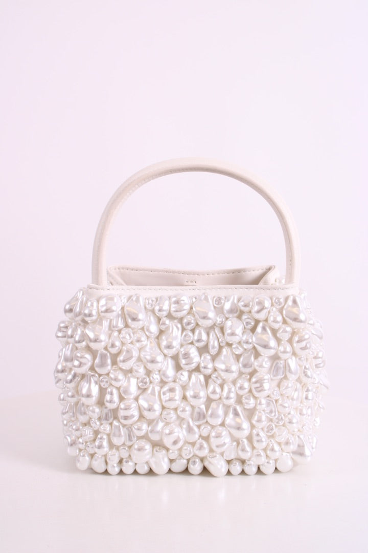 Cult Gaia Solene Faux Pearl Bag White