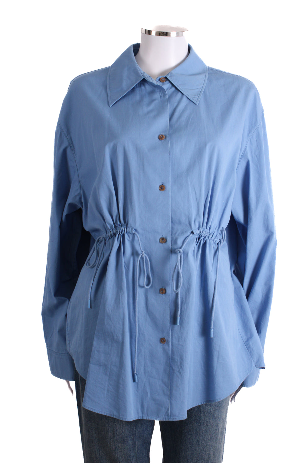 Rejina Pyo L/S Gathered Waist Shirt Blue M