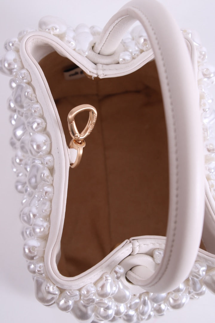 Cult Gaia Solene Faux Pearl Bag White